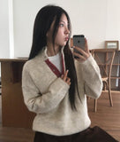 Cotic Bokashi Color Matching Half Snap Button Knit