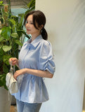 Raven Stripe Strap Puff Shirt