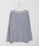 Hemp color matching V-neck knit