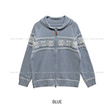 Snowy Nordic Two-Way Knit Zip-Up