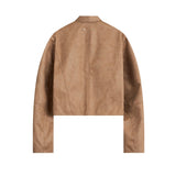Minimal Crop Vegan Leather Jacket