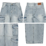 Feline washed cargo denim pants