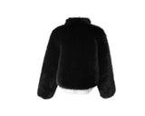 Ago Buckle High Neck Fur Short Jacket