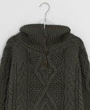 Hyoro Button High Neck Cable Knit