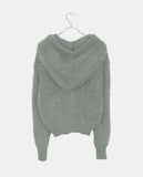 Plada Pine Leaf Angora Knit Over Fit Hood Cardigan