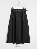 Runke Belt Denim Flare Long Skirt