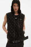 twin zipper dot hood vest