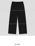 Solid one-tuck wide cotton pants