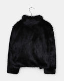 Eri Buckle High Neck Fur Short Jacket