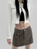 Two-handed buckle cropped cardigan