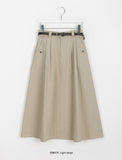 Suab Belt Pintuck Long Skirt