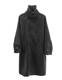 High-neck adjust double long coat