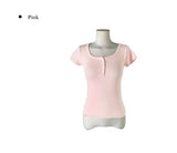 [MADE/more BASIC] Cover Round Button Slim Short Sleeve T-shirt