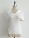 Zendua Open Collar Neck Short Sleeve Knit