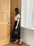 Cellua Pleated Flare Long Skirt