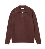 Cable pullover half zip-up knit
