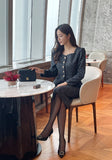 Kelberin Tweed Heart Neck Puff Short Jacket