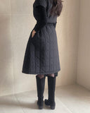 Redu Quilting Long Padding Coat Vest (Belt Set)