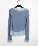 Nut Unbalance Layered Color Matching Long Sleeve T-shirt