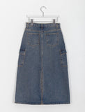 Mecol Denim Cargo Long Skirt