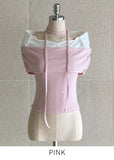 [Strap set] Mille Shirt Layered Off-Shoulder Shirring Knit