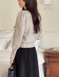 Leveyu V-neck Puff Knit Cardigan