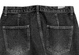 Rising black blue strap wide pants