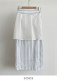 Neo Stripe Wrap Long Skirt