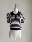 Romans Collar Color Matching Stripe Knit