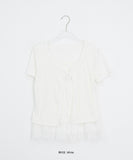 Pokapo Frill Layered Ribbed Short Sleeve Cardigan