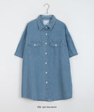 [unisex] Hellny Pocket Denim Over Short Sleeve Shirt