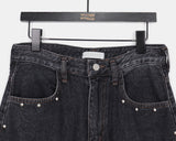 Benyl Stud Balloon Fit Washed Denim Long Pants