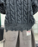 Lahen Cable Dyeing Damage Cardigan