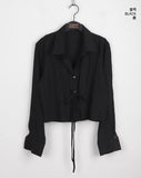 Throat Western Double Strap Long Sleeve Blouse
