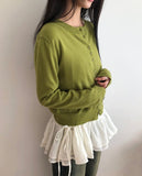 Rodun Button Point Round Neck Knit Cardigan