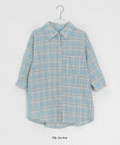 Toui Check Three Quarter Rolled-up Loose Fit Shirt