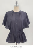 Lines Flare Pintuck Shirring Blouse