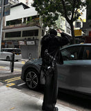 Deep Black Semi-Crop Fur + Silver Winter Jumper Jacket