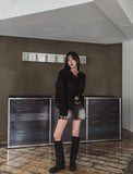 Denji unbalanced denim mini skirt