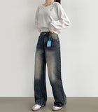4 Season Basic Wide-Fit Washed Denim Pants