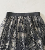 Dimu Toile Pattern Banding Lace Tulle Skirt