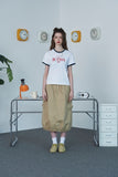 BUTTON CROP Ringer Tee