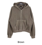 Cardin Pigment Washing Cropped Hooded Zip-Up