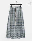 Nemu Check Cotton Long Skirt