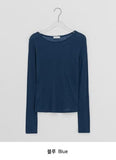 Decal Tencel Wool Round Long Sleeve Tee