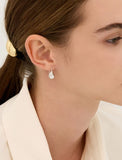 Champagne Moon Dew Drop Silver Fishing Earrings