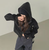 Two-Way Fleece High Neck Thick Hood Zip-Up