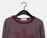 Penkey Stripe Lettering Semi-Cropped Long-Sleeved T-Shirt