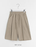 [unisex] Dinning pin tuck banding linen bermuda pants - Linen50