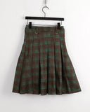 Avet Retro Check Pleated Midi Skirt